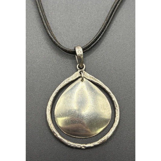 Silpada 18" Sterling Silver Leather Cord Hammered Texture W19