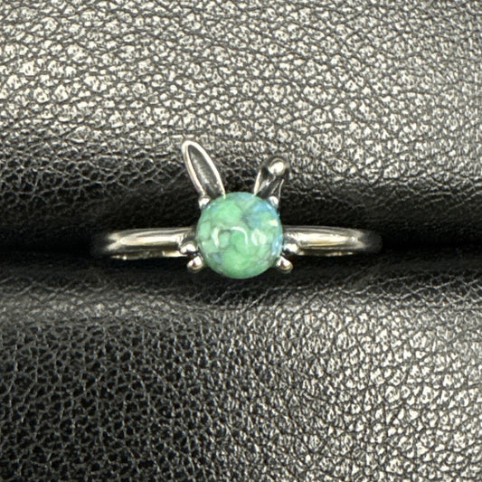 New Condition Sterling Silver Genuine Turquoise Bunny Rabbit Ring Size 7