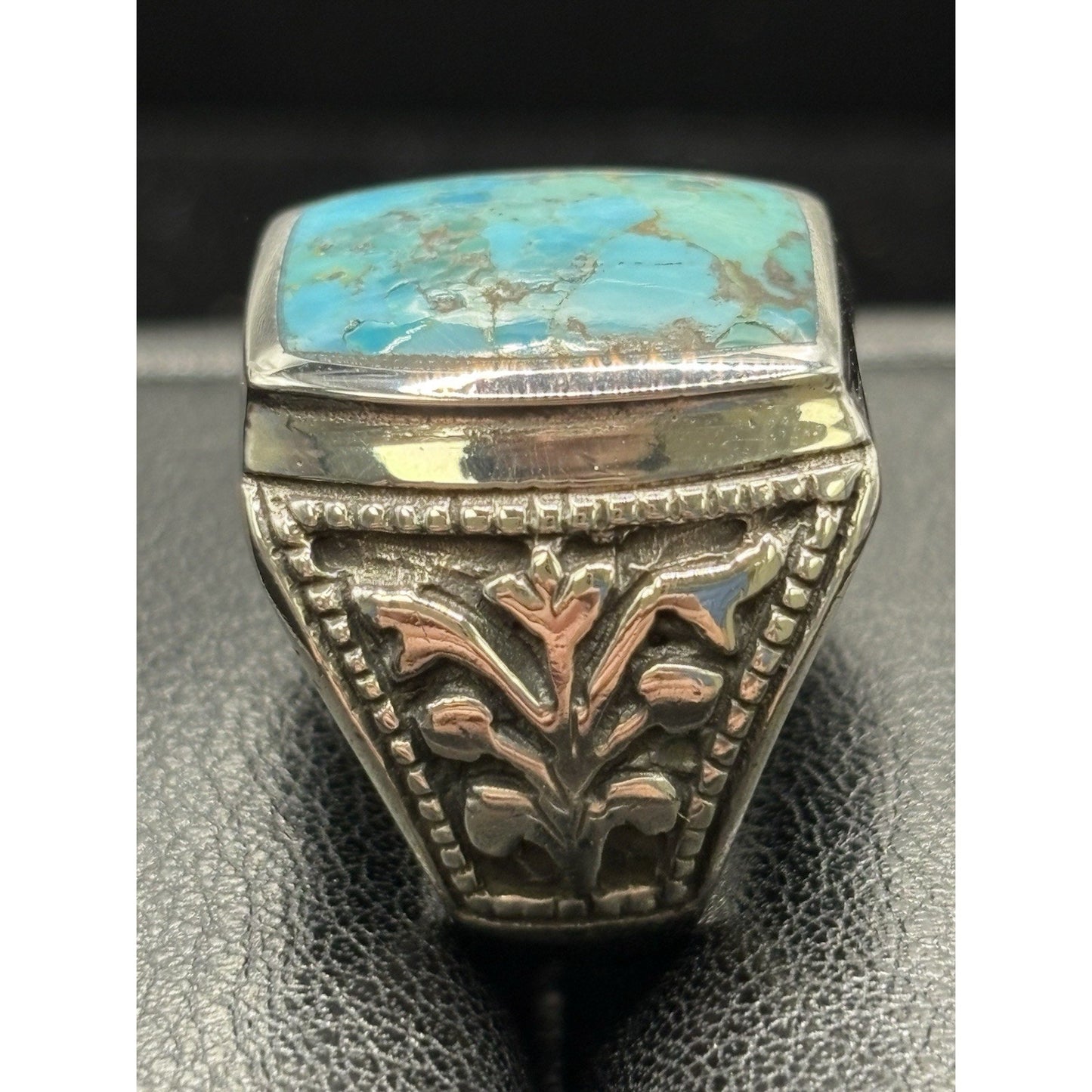New Condition Sterling Silver Turquoise Ring Turkish Design Size 9