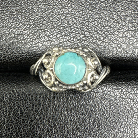 EUC Sterling Silver Turquoise Wire Wrap Ring 925 Size 7 P2