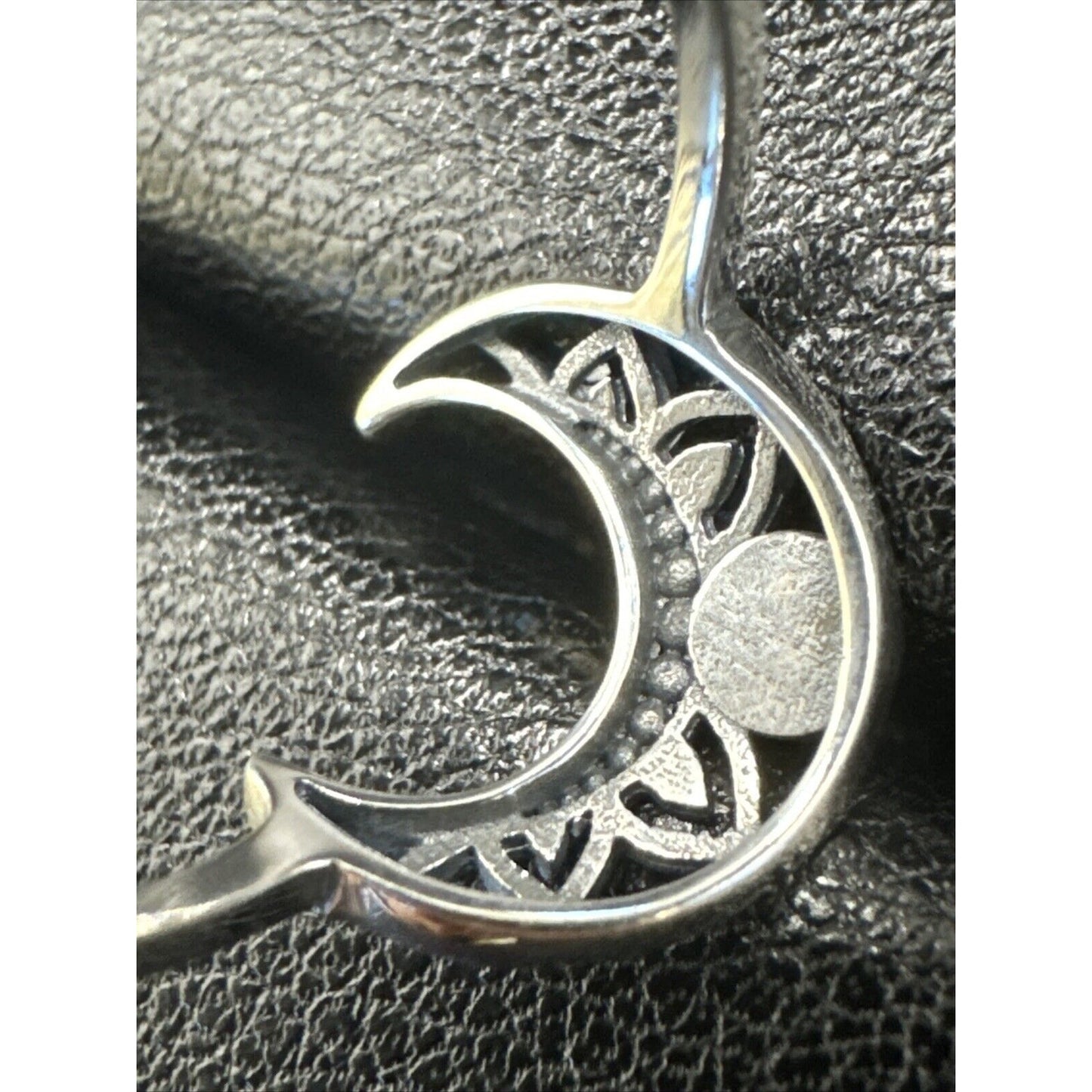 New Condition Sterling Silver Turquoise Openwork Crescent Moon Ring 925 Size 7