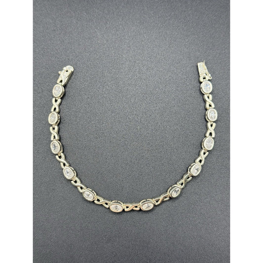 8” Sterling Silver Cubic Zirconia Bracelet Tennis 12 Grams P6