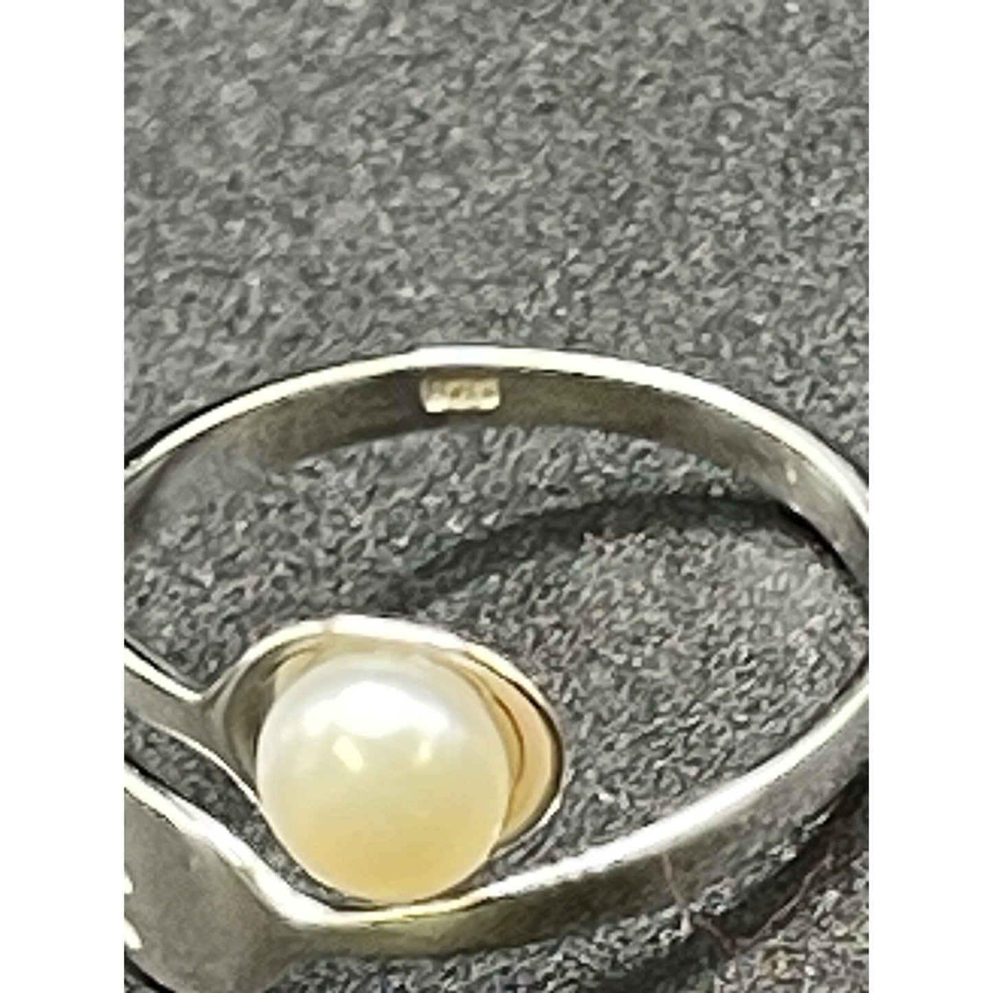 New Condition Sterling Silver Genuine Pearl Fork Spoon Ring Size 7.00