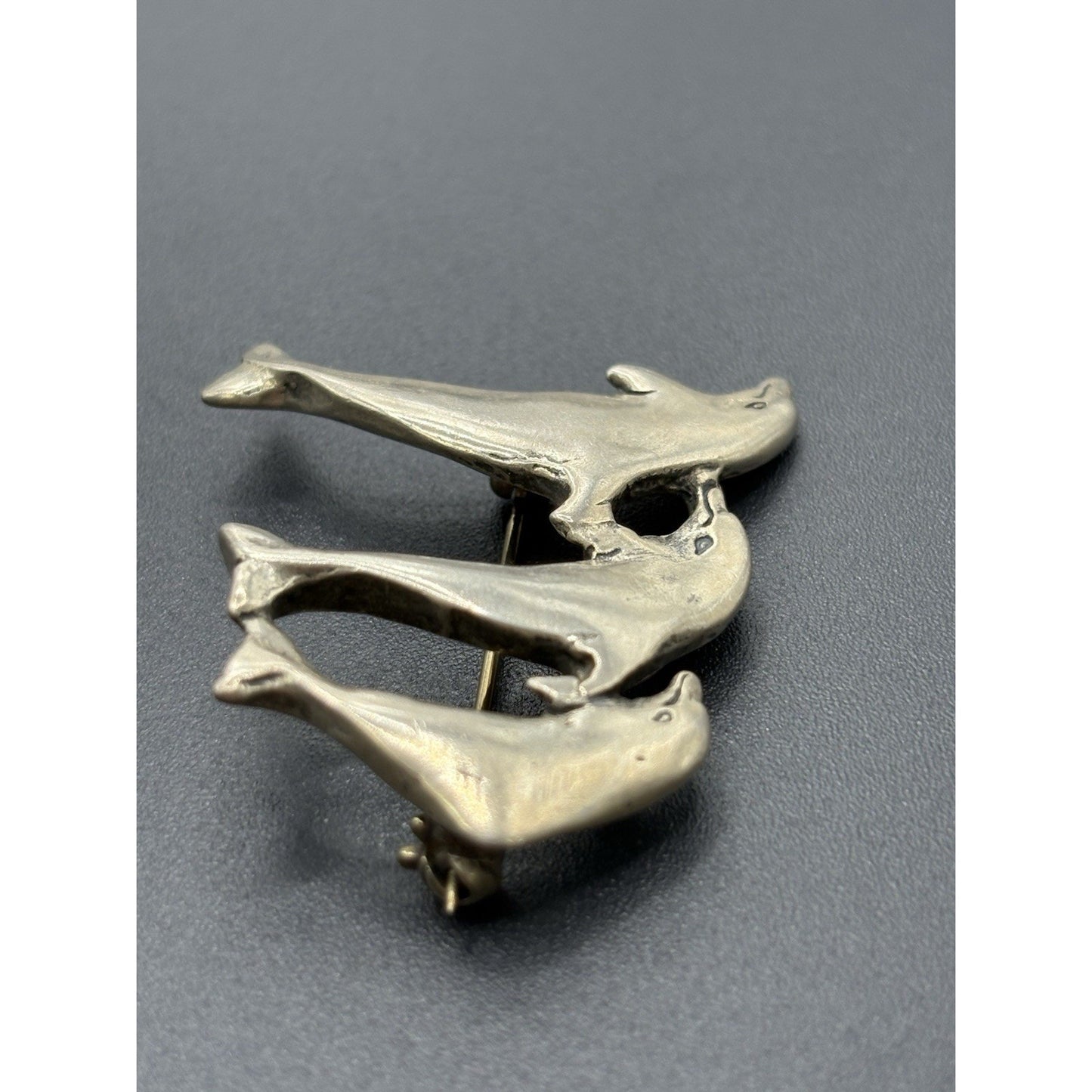 Vintage Three Dolphin Brooch Pin 12 Grams Mexico W18