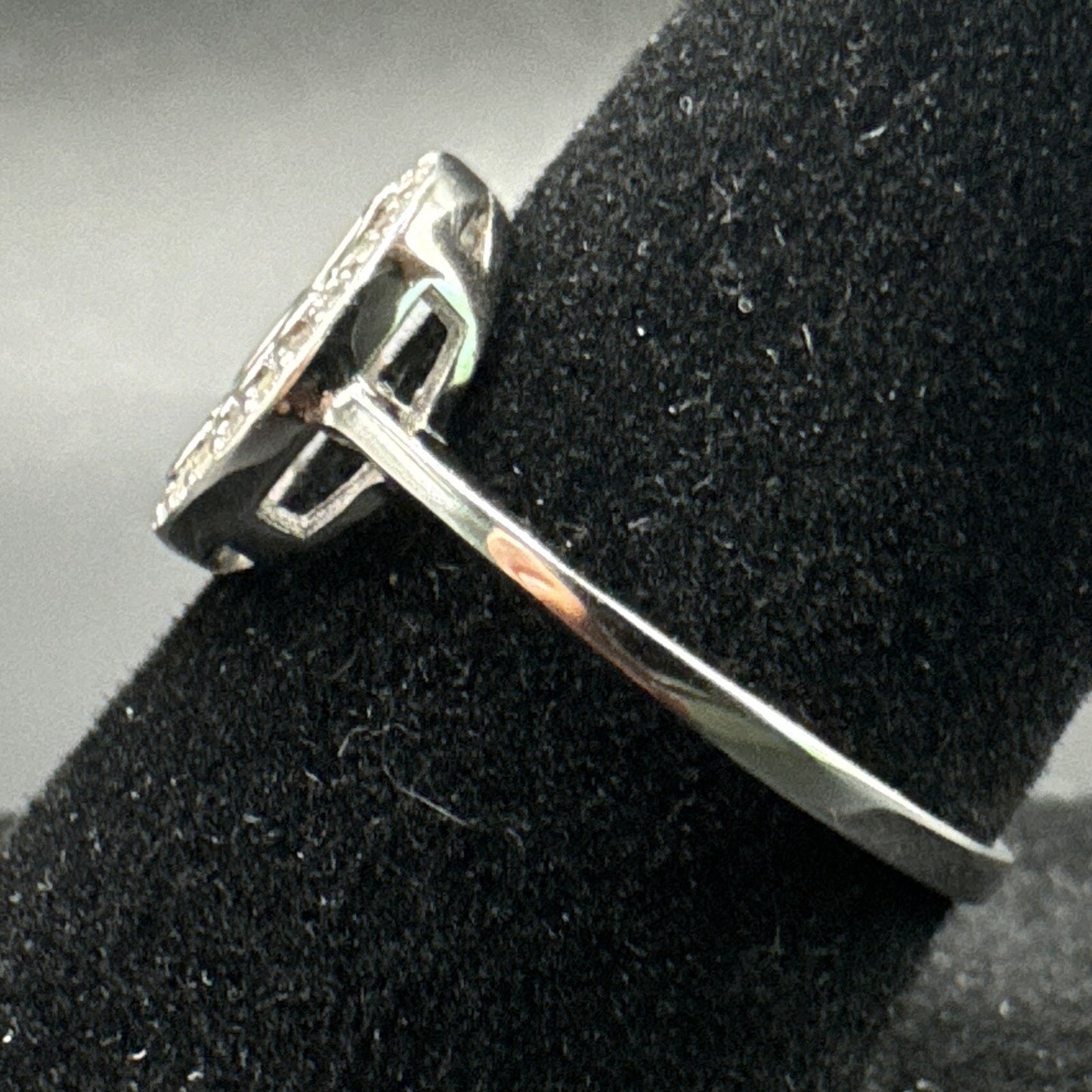 New Condition Sterling Silver Cubic Zirconia Clock Face Ring 925 Size 7