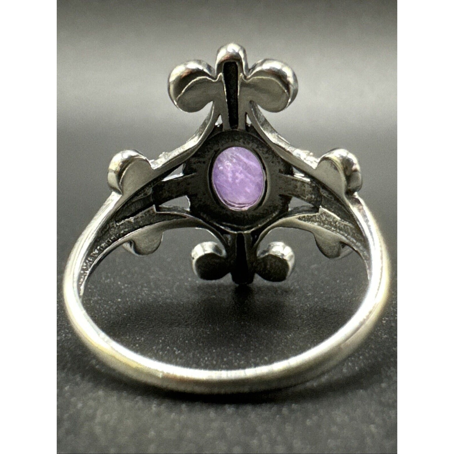 New Condition Sterling Silver Amethyst Cross Ring 925 Size 7