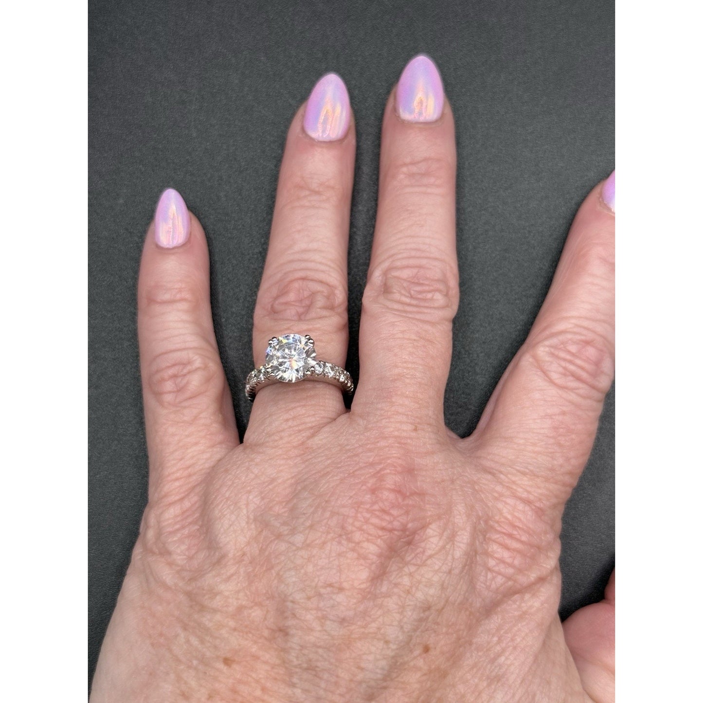 EUC Sterling Silver Cubic Zirconia 3 carat Engagement Ring Size 6.25 Q23