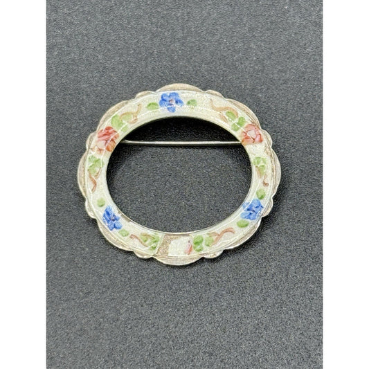 Vintage Sterling Silver Enamel LaMode Flower Brooch Pin 925 P5