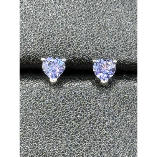NOS JTV Sterling Silver Genuine Tanzanite Heart Studs N19
