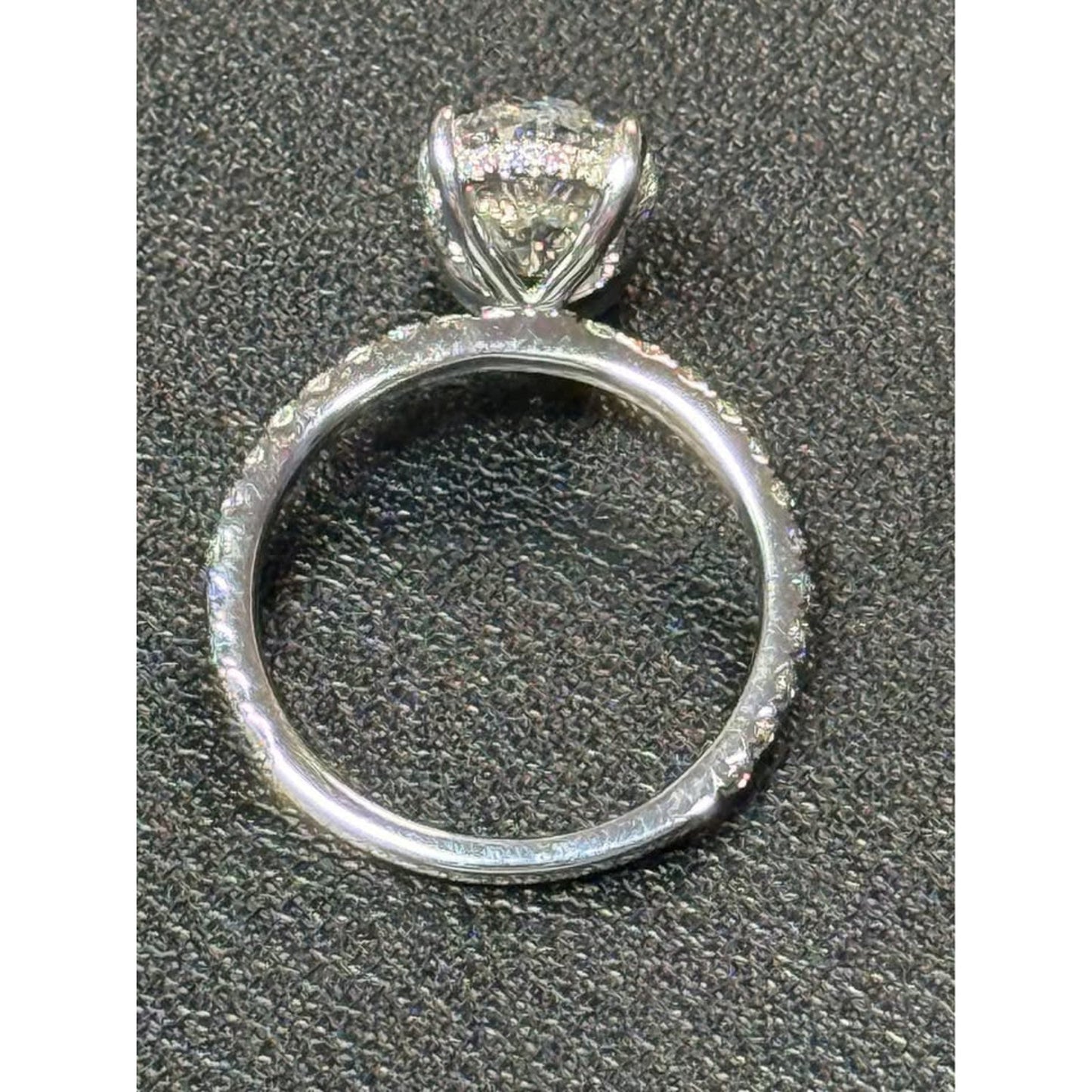 14k White Gold 3.08 Carat Oval Lab Grown Diamond Ring E Color VS1 Clarity