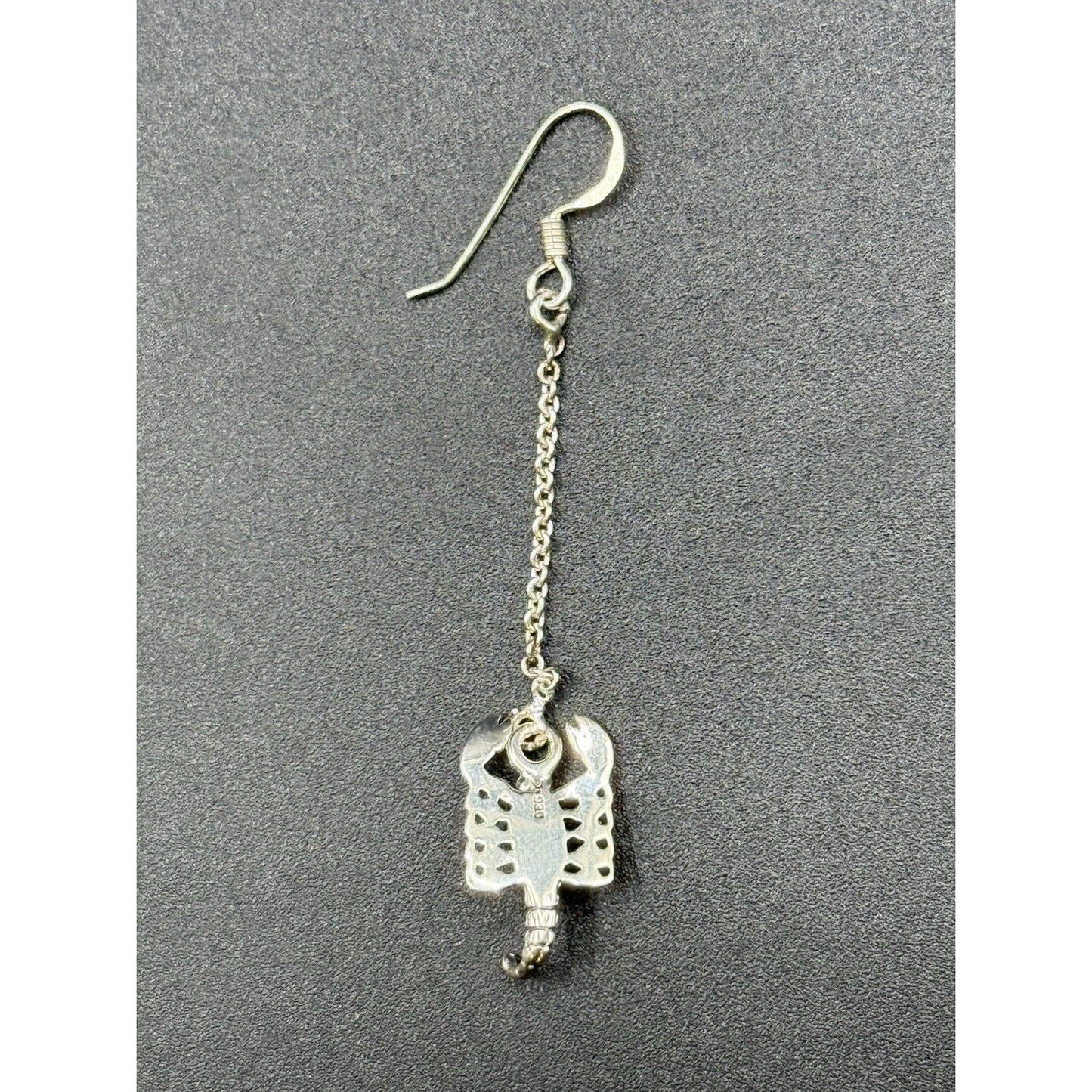 New Condition Sterling Silver Genuine Onyx Scorpion Dangle Earrings