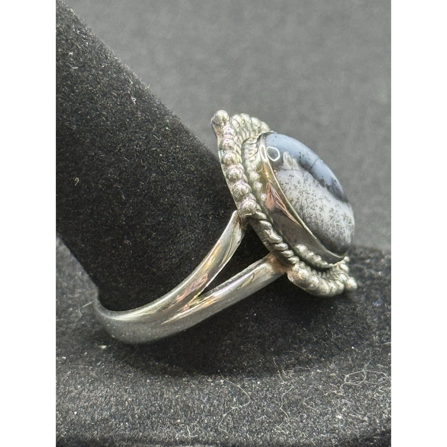 New Condition Sterling Silver Dendrite Opal Ring Size 9.00 925
