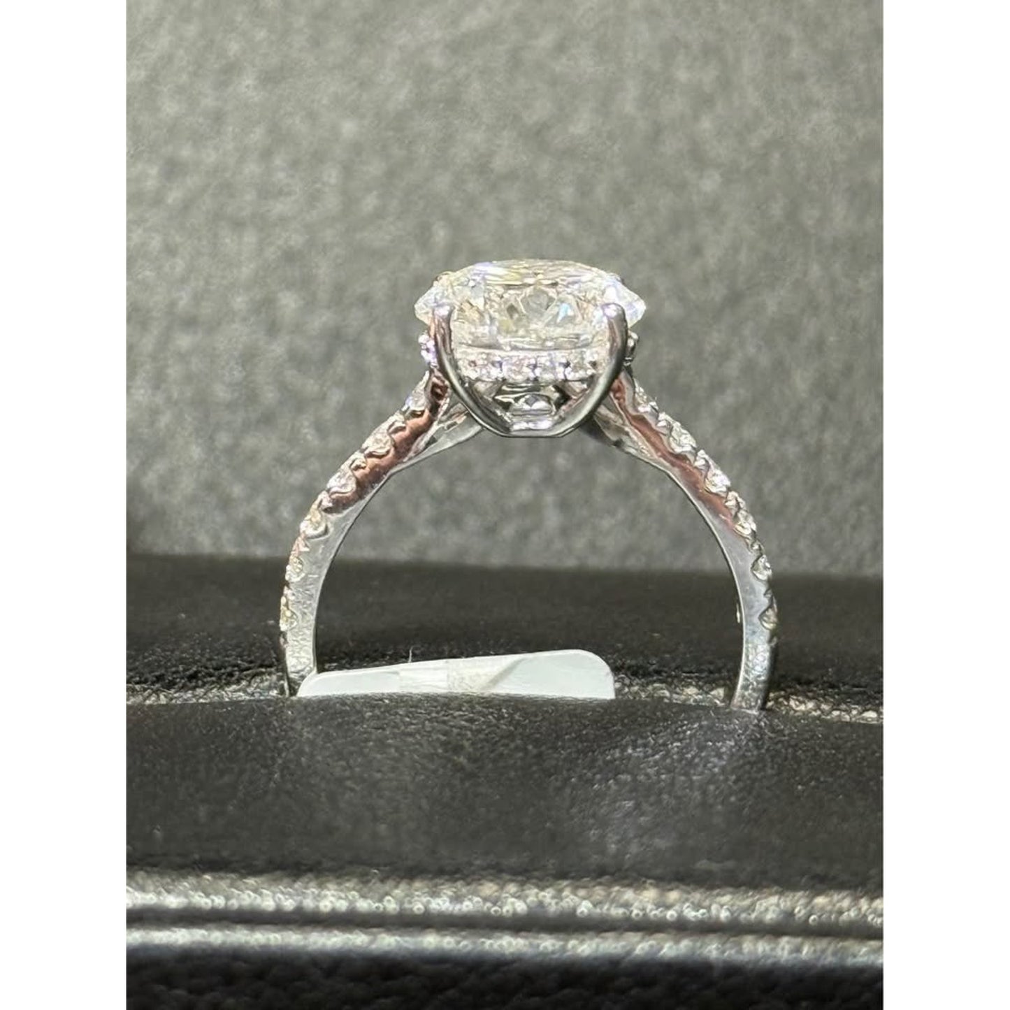 14k White Gold 3.04 Carat Round Lab Grown Diamond E Color VS1 Clarity 3.51 Total Weight
