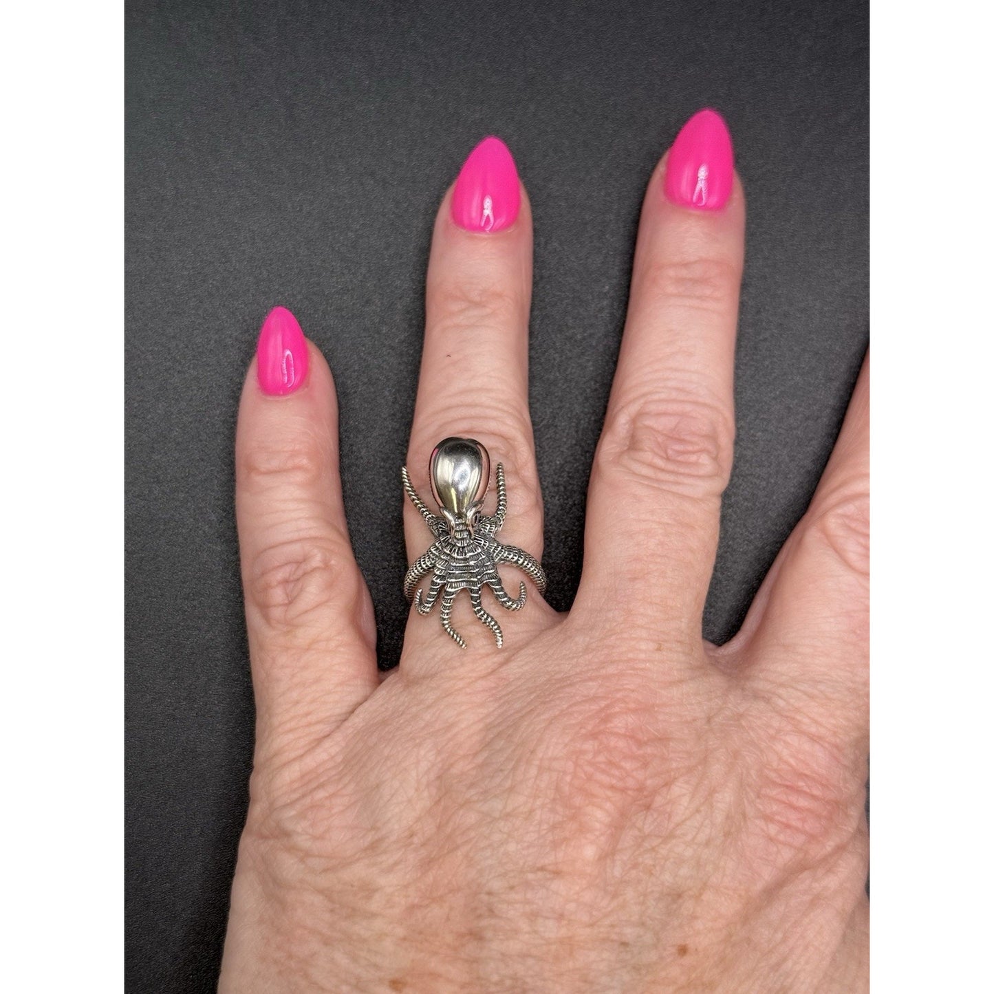 New Condition Sterling Silver Octopus Ring Size 7.00