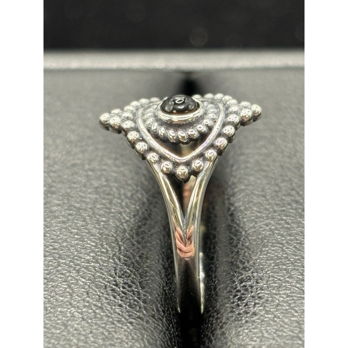 New Condition Sterling Silver Evil Eye Onyx Ring Size 7