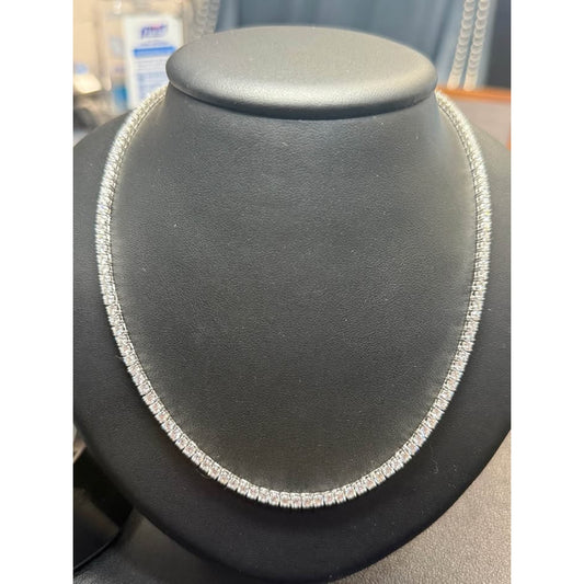New 14k White Gold Tennis Necklace 12.57 Carat Total Weight Lab Grown Diamonds. E-F Color VS Clarity