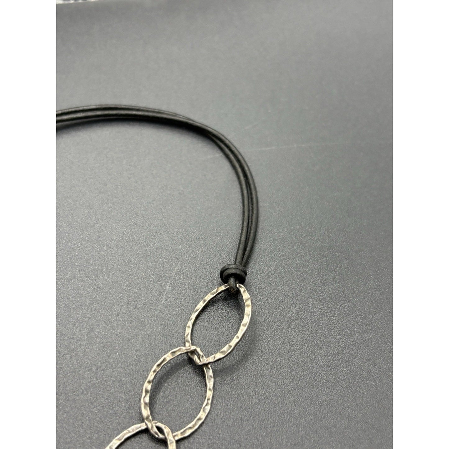 Silpada 18" Sterling Silver Leather Cord Hammered Texture W19