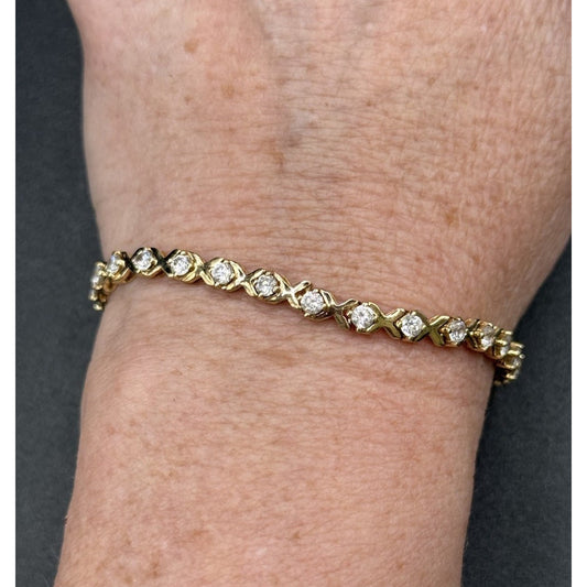 7” Gold Sterling Silver Tennis Bracelet Double Safety Q16