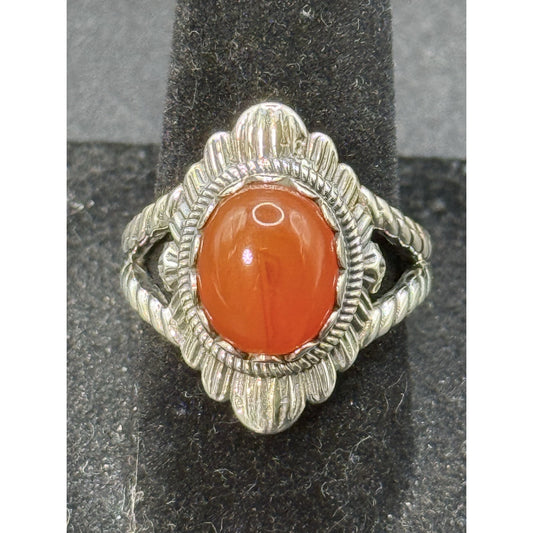 New Condition Sterling Silver Carnelian Ring Size 7.00 925