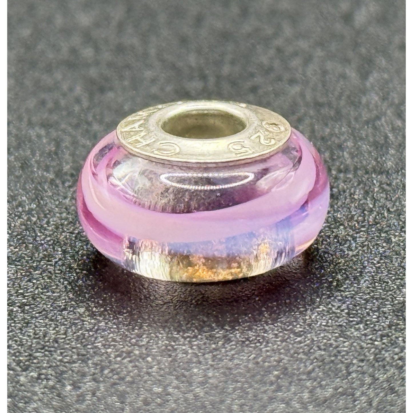 Chamilia Soft Pink Shimmering Ribbon Murano Charm P20