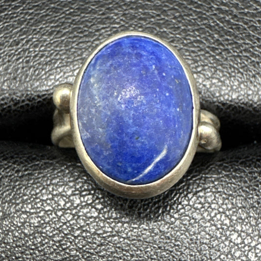 Sterling Silver Lapis Cabachon Ring 925 Size 7 Q23