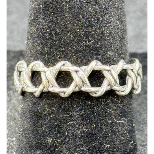 New Condition Sterling Silver Braid Open Ring Size 7.00
