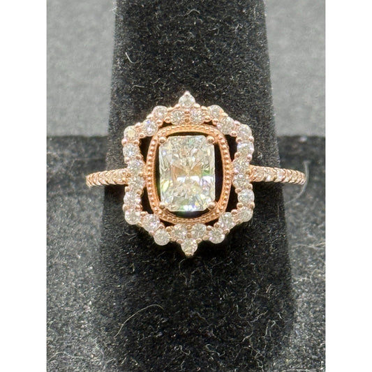 New Condition Rose Sterling Silver Moissanite Ring Size 7.00 P18