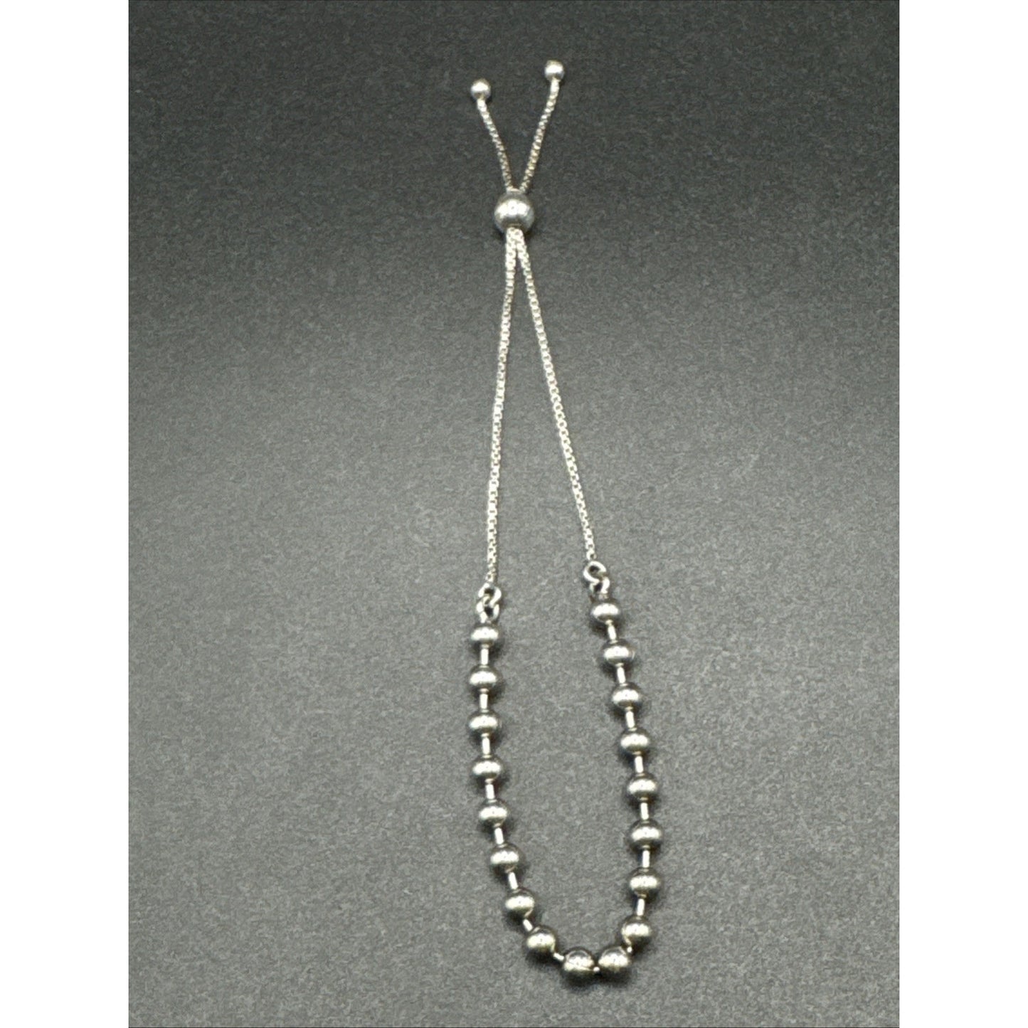 9” Sterling Silver Ball Bead Adjustable Bracelet 925 T23