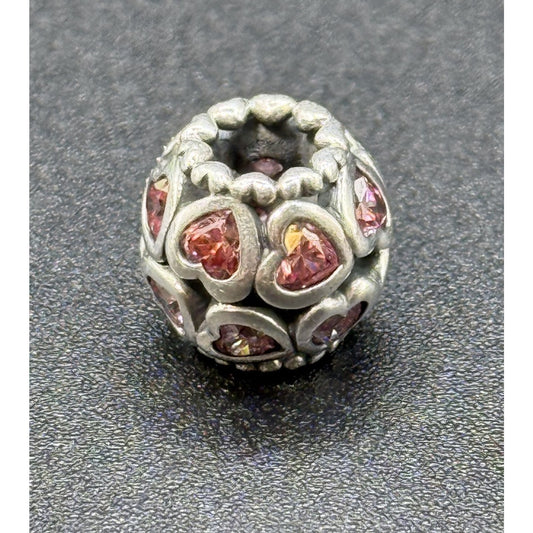 Pandora Sterling Silver Pink CZ Heart Charm ALE Love All Around P12