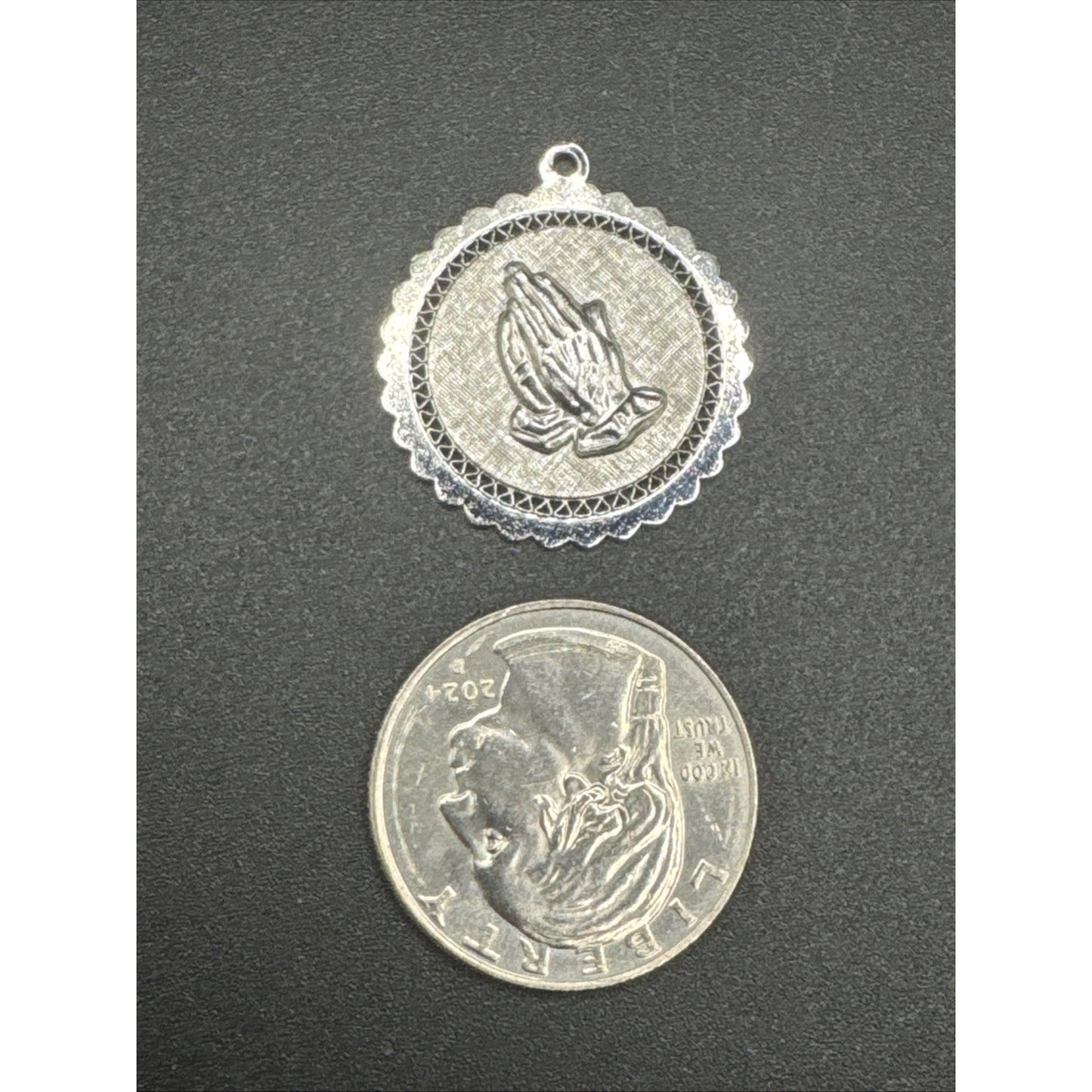 Sterling Silver Serenity Prayer Hands Charm Pendant 925 R06