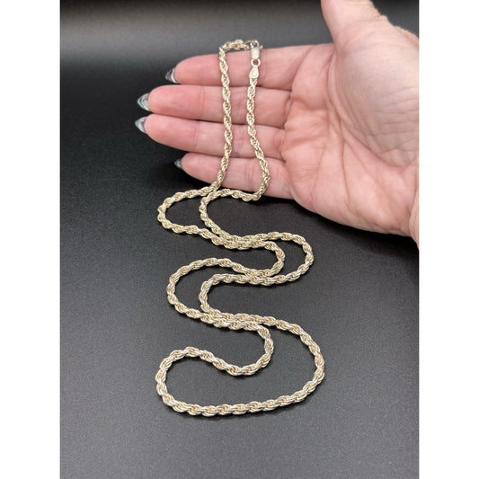 30” Sterling Silver Diamond Cut Rope 3.5MM 34 Grams P5