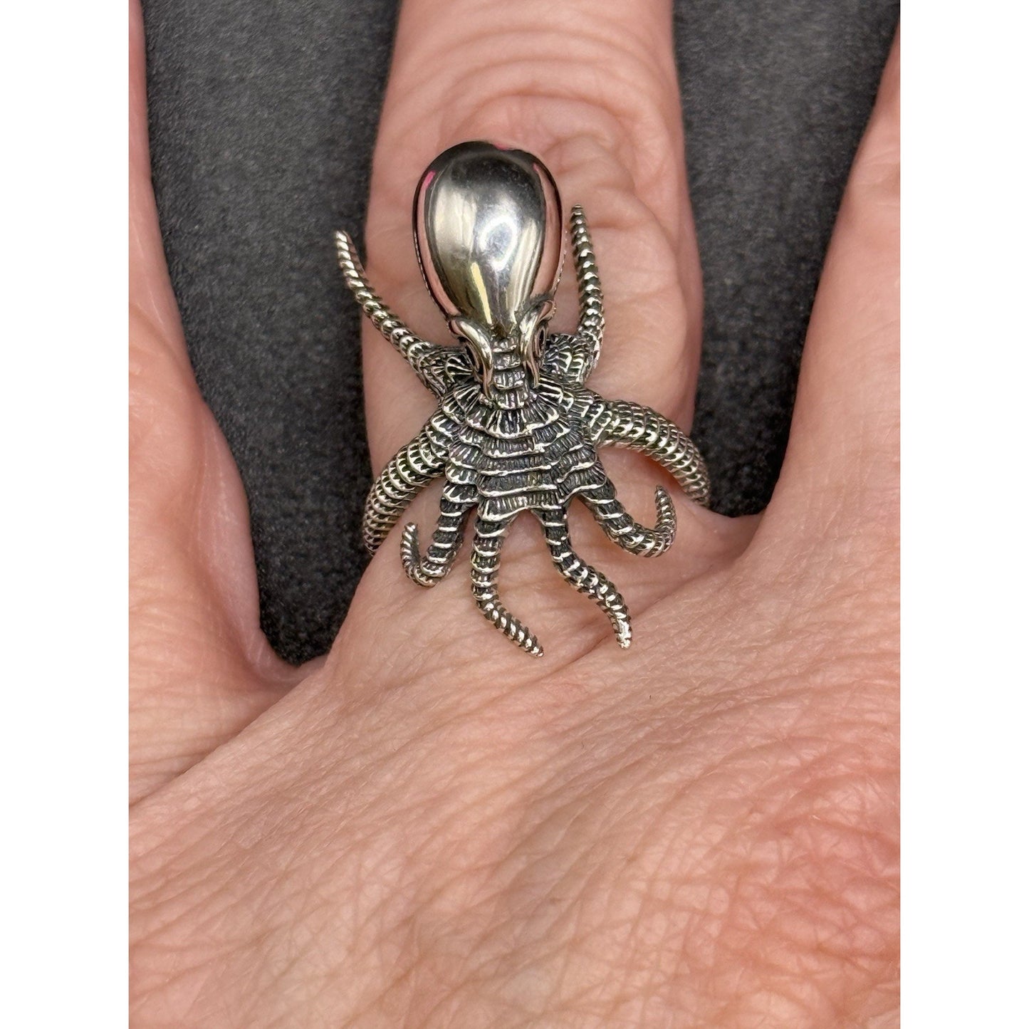 New Condition Sterling Silver Octopus Ring Size 7.00
