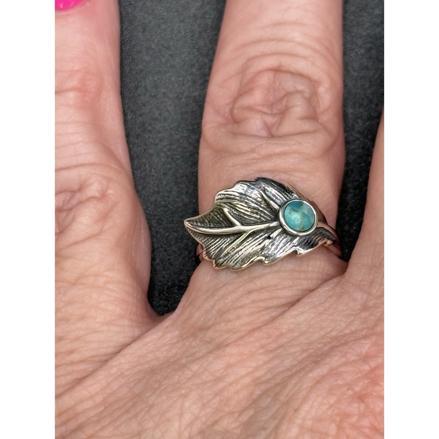 New Condition Sterling Silver Genuine Turquoise Ring Size 7.00