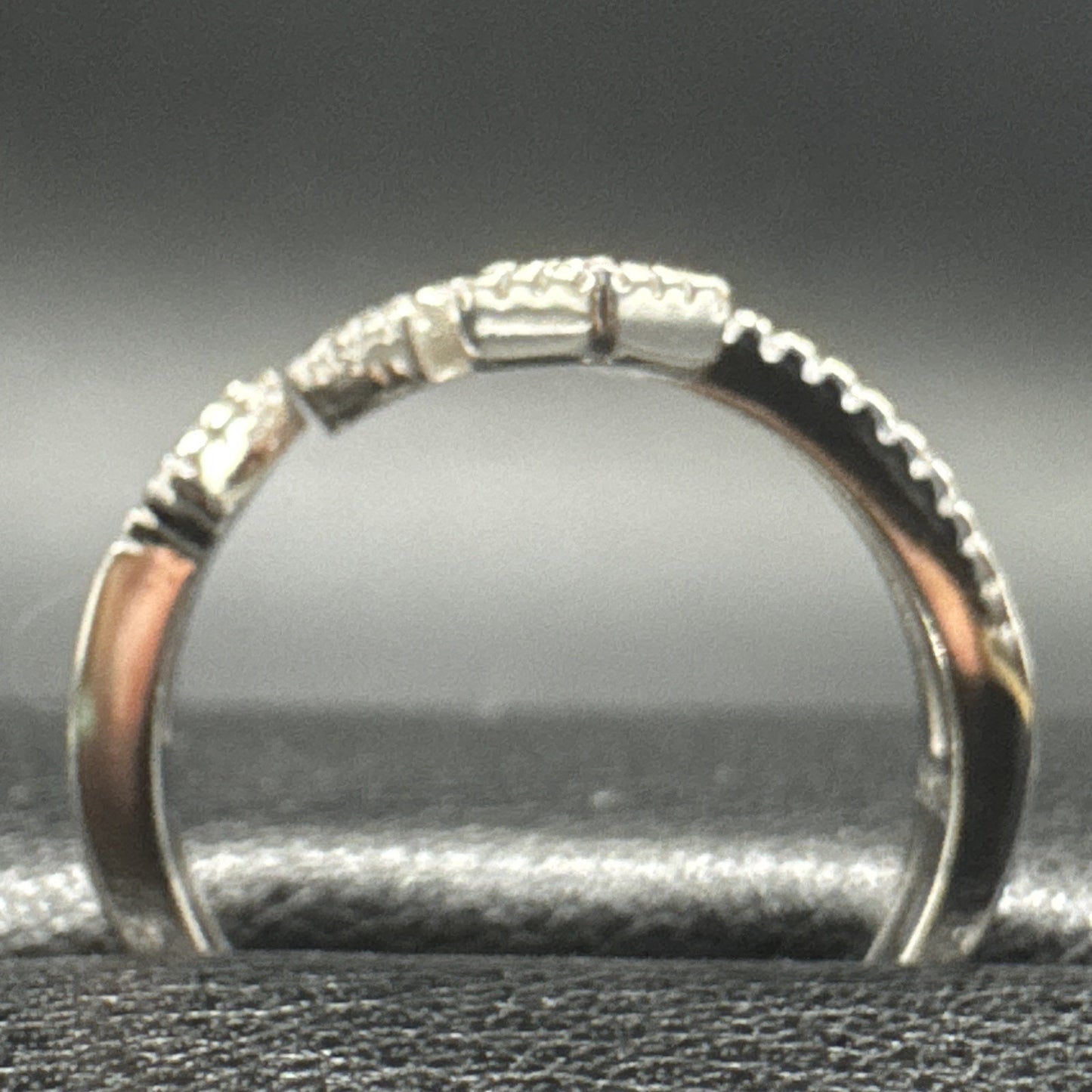 New Condition Sterling Silver CZ Open Lateral Cross Ring 3g 925 Size 7