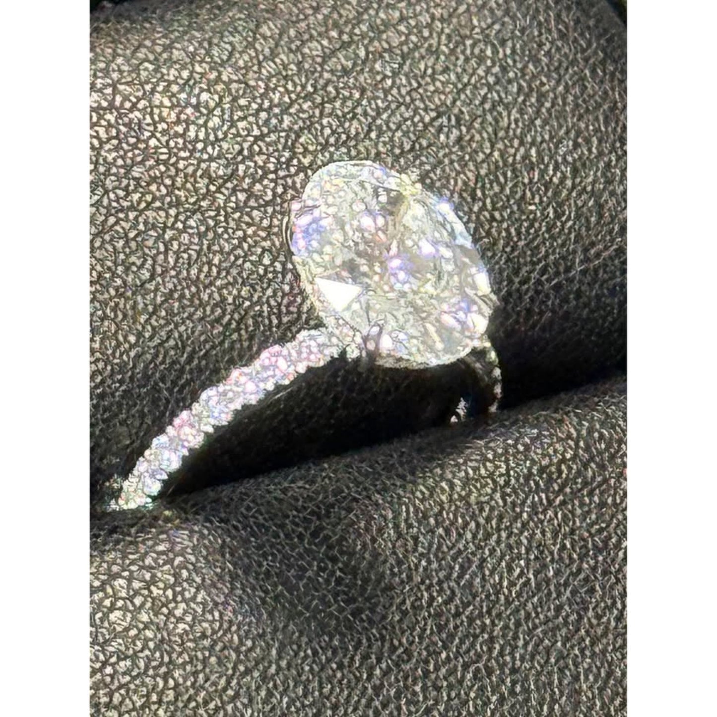 14k White Gold 3.08 Carat Oval Lab Grown Diamond Ring E Color VS1 Clarity