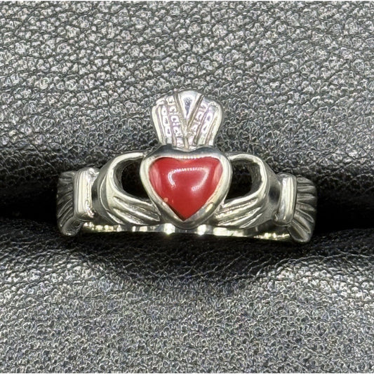 New Condition Sterling Silver Jasper Chaddaugh Ring Size 7.00