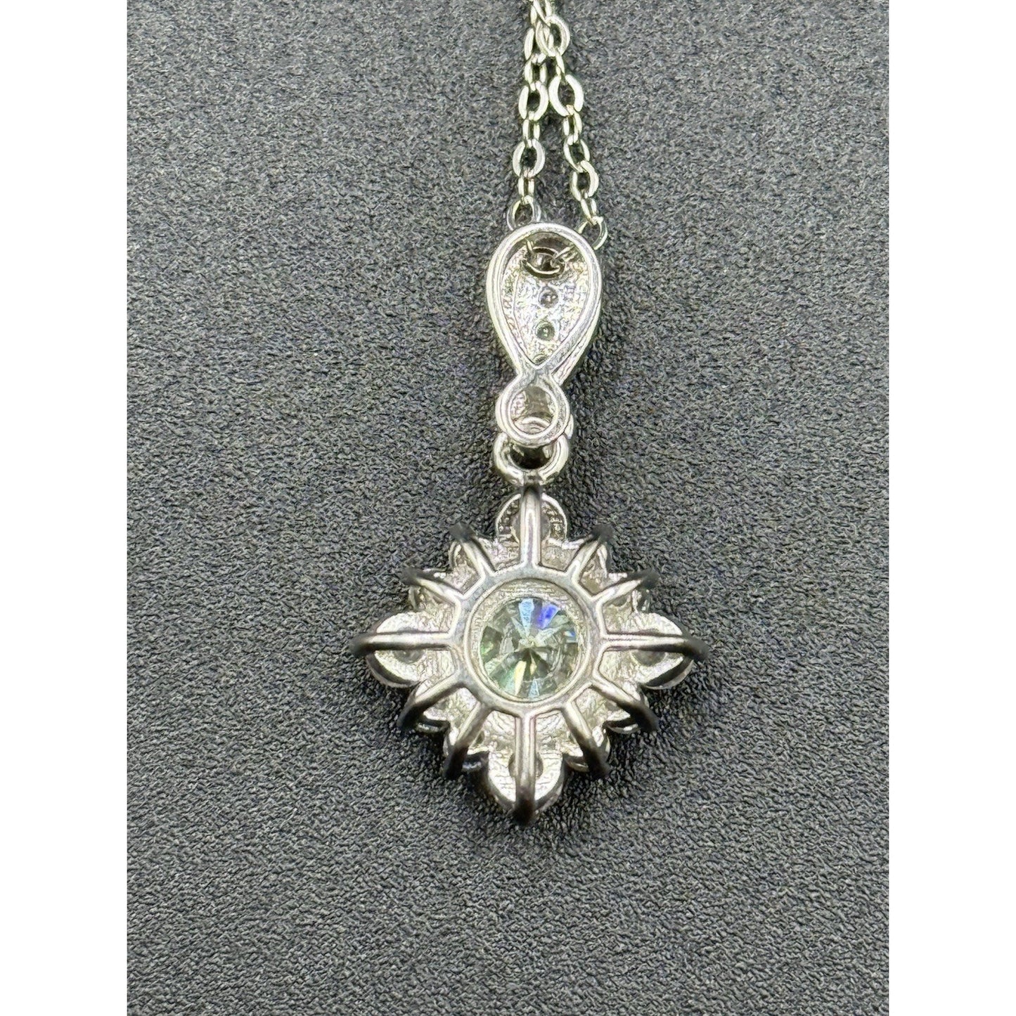 New Condition 18” Sterling Silver Light Blue Moissanite Pendant Necklace