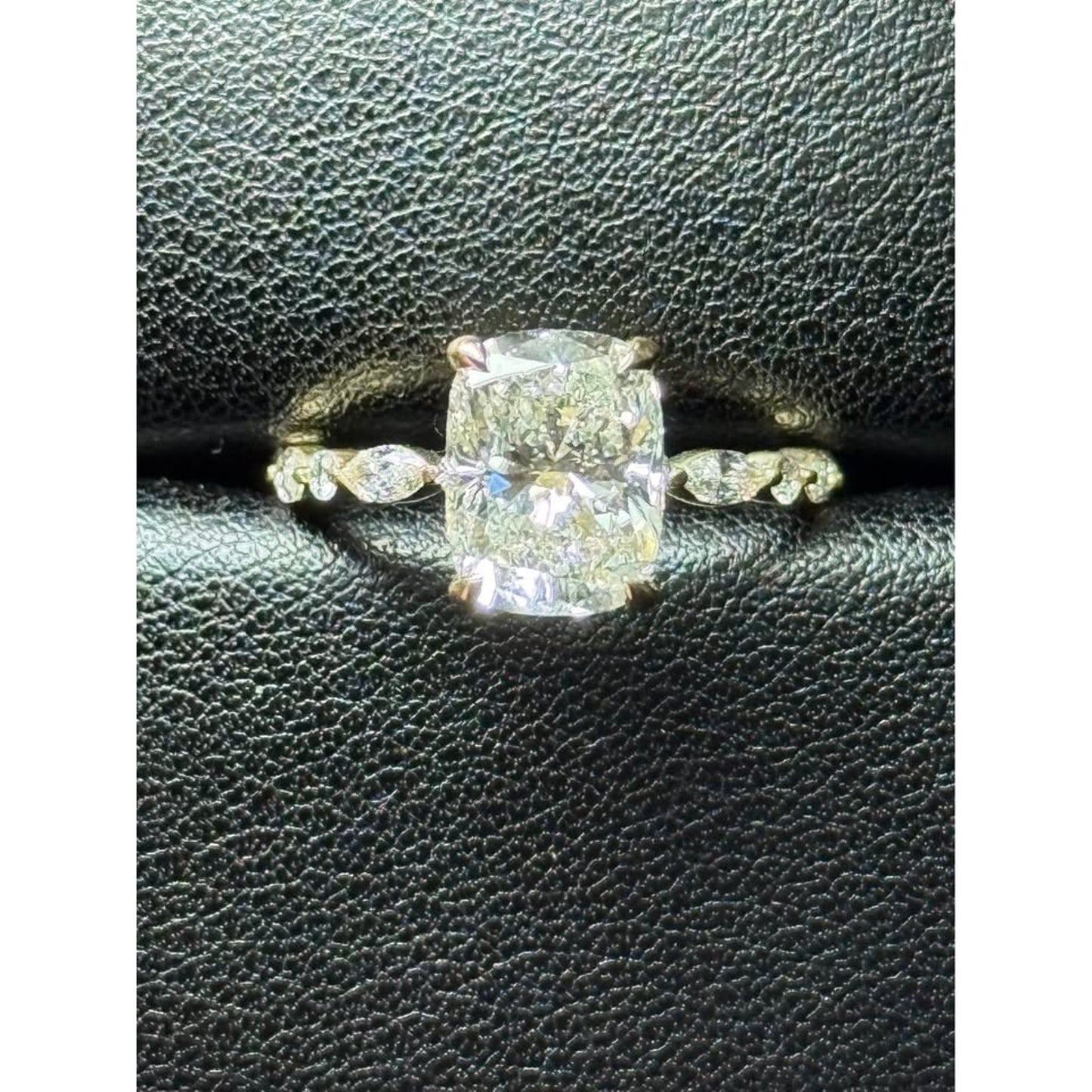 Brand New 14k Yellow Gold 3.01 Cushion Cut Lan Grown Diamond Ring E Color VVS2 Clarity IGI