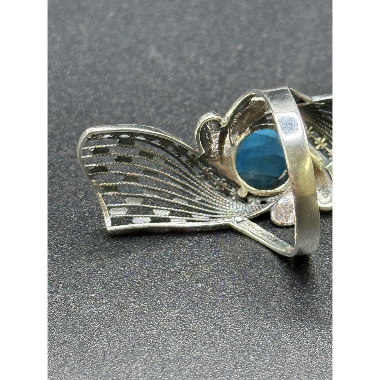 Excellent Used Condition Sterling Silver Genuine Apatite Ring Size 7.00 Q2