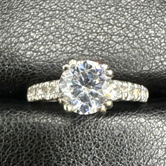 EUC Sterling Silver CZ Engagement Ring 925 Size 6.25 #7 P2