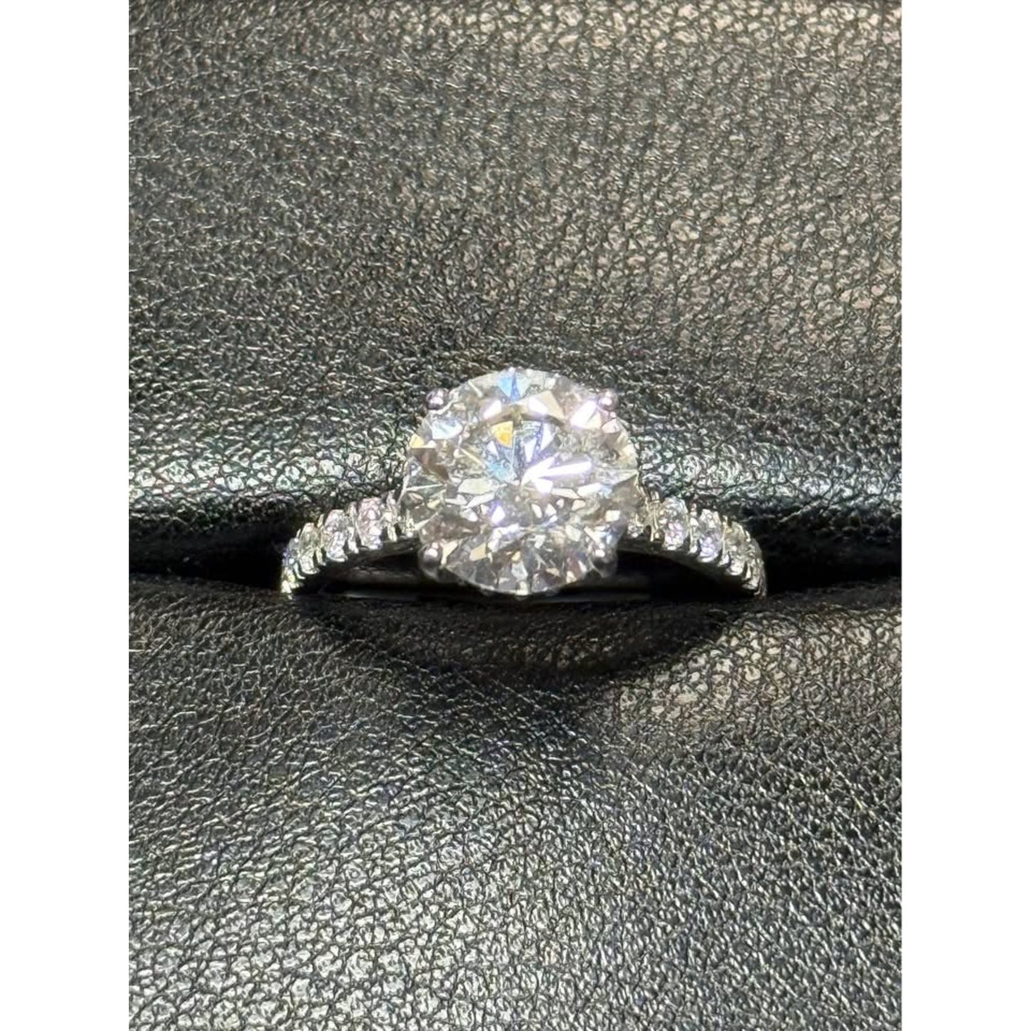 14k White Gold 3.04 Carat Round Lab Grown Diamond E Color VS1 Clarity 3.51 Total Weight