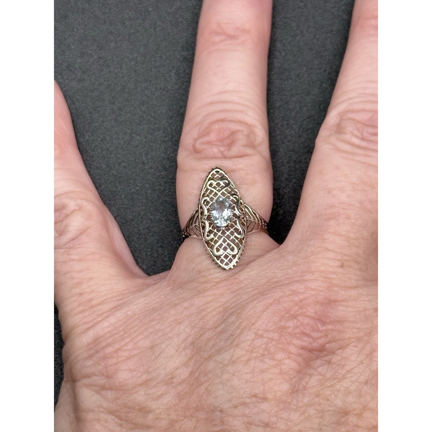 New Condition Sterling Silver Genuine Topaz Oblong Ring Size 7.00