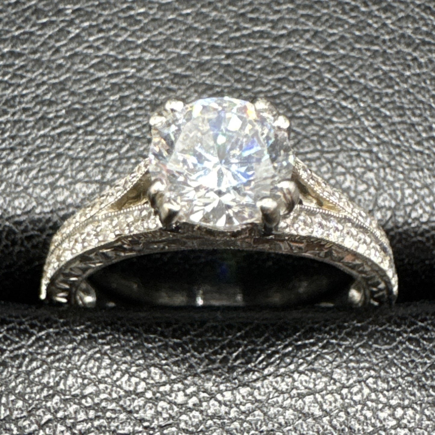 Sterling Silver Split Shank CZ Engagement Ring 925 Size 6.5 Q23