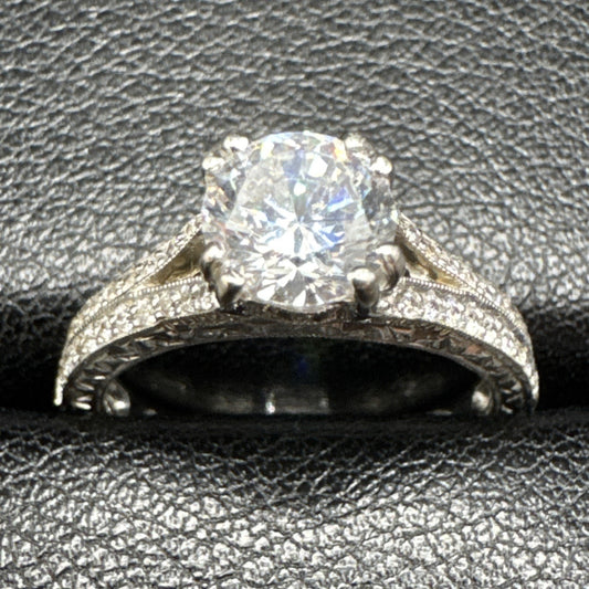 Sterling Silver Split Shank CZ Engagement Ring 925 Size 6.5 Q23