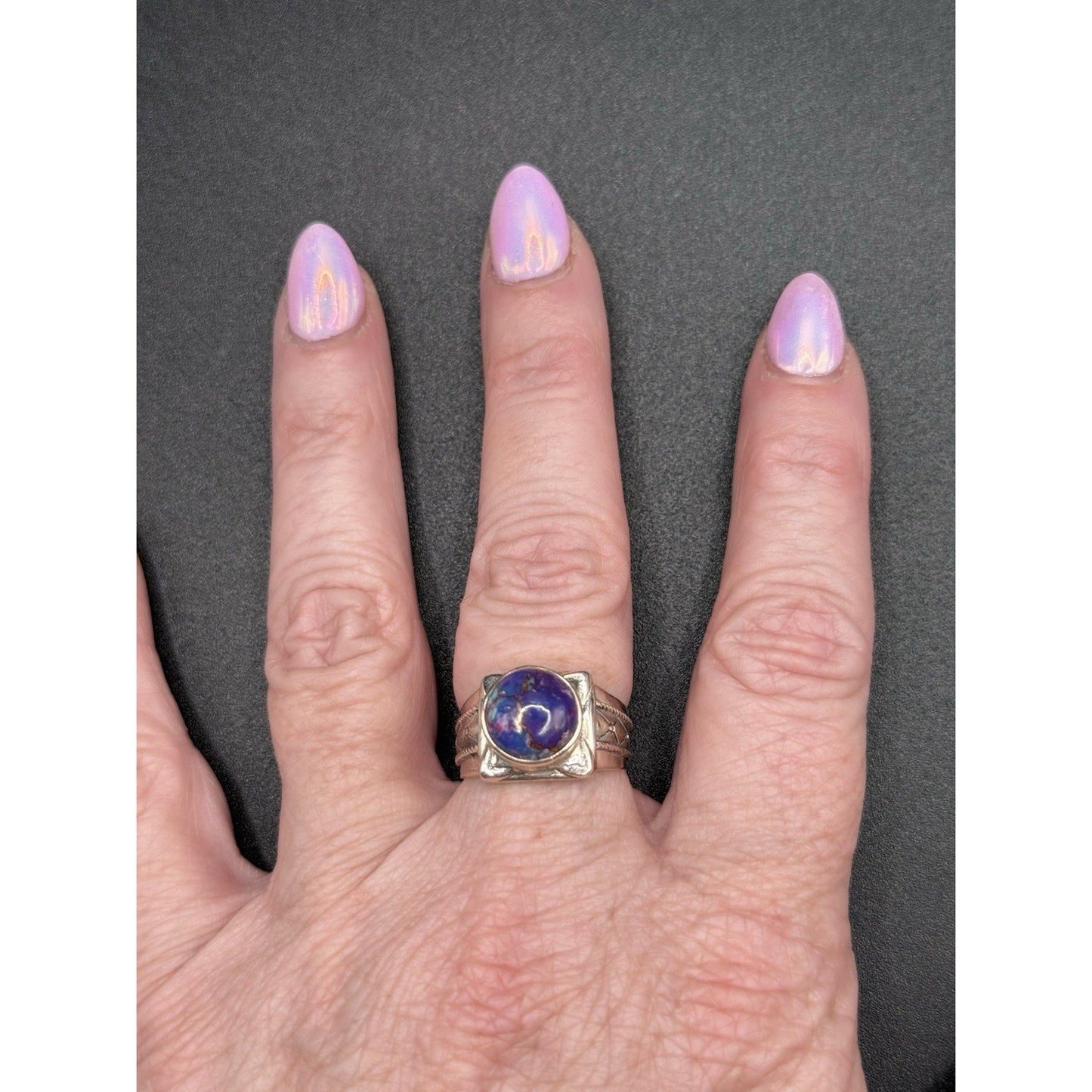 EUC Sterling Silver Purple Copper Ring Size 8.00 Q24