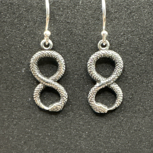 New Condition Sterling Silver Infinity Snake Earrings Dangle 925