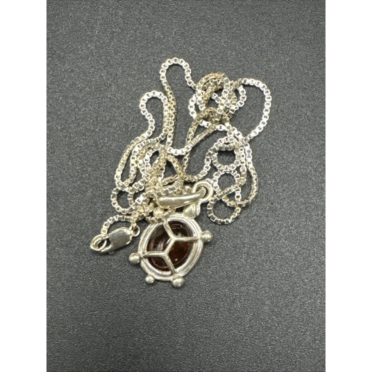 20” Sterling Silver Genuine Amber Turtle Pendant Necklace 925 R21