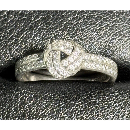 Pandora Sterling Silver Cubic Zirconia Love Knot Ring Size 6.50 M28