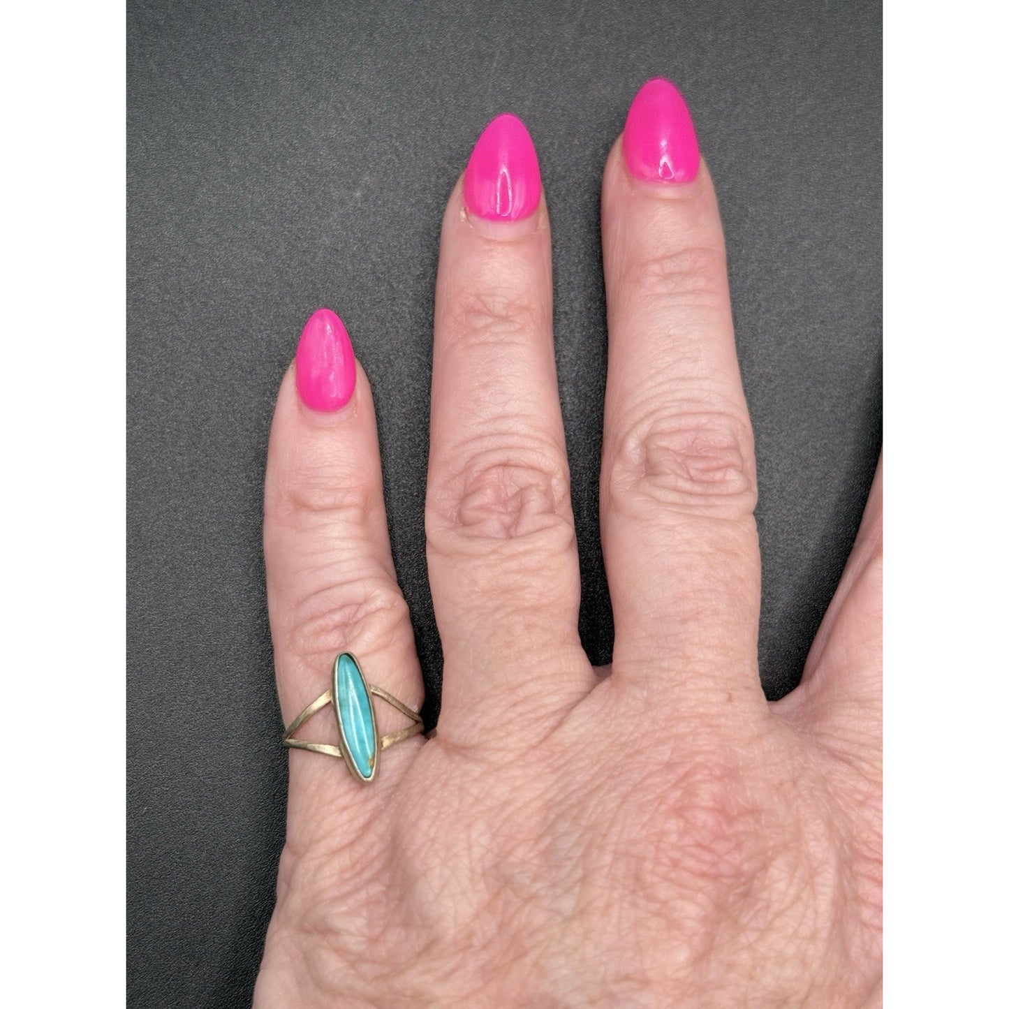 Vintage Sterling Silver Turquoise Dainty Ring Size 5.00 Tested Q16