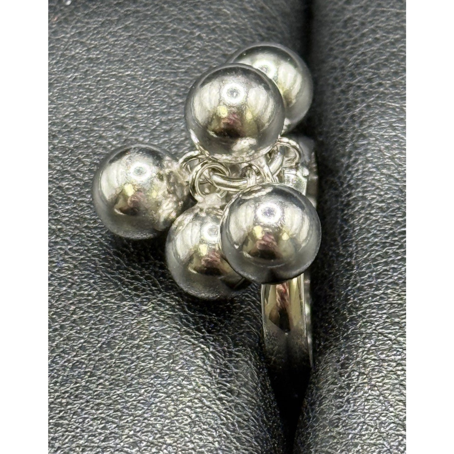 New Condition Sterling Silver Dangling Beads Ring Size 7.00 925